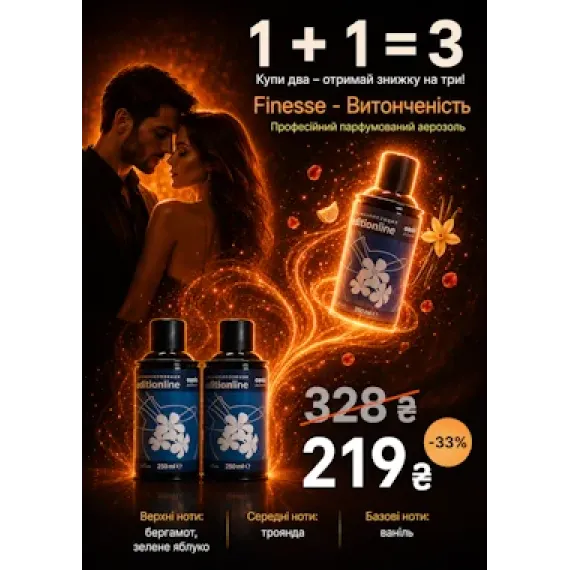 Парфумований ароматизатор Finesse - витонченість - аерозоль 250 мл АКЦІЯ 1+1=3